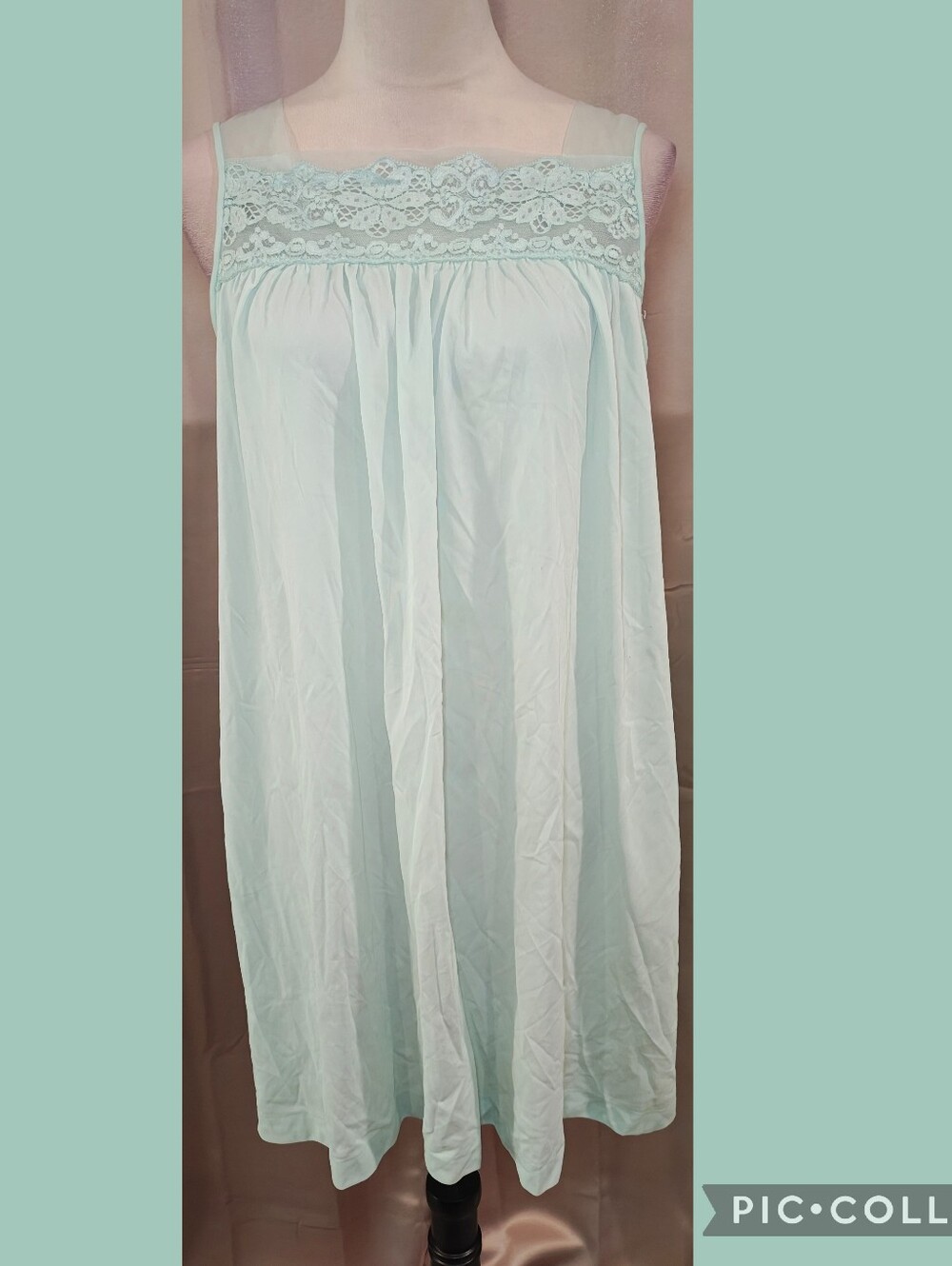 ✳️Vintage 60s/70s Gilead Mint Green Lace Nightgown✳️